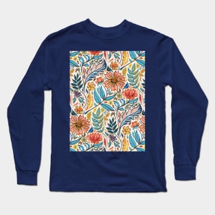 Vivid Colorful Art Nouveau Floral Long Sleeve T-Shirt